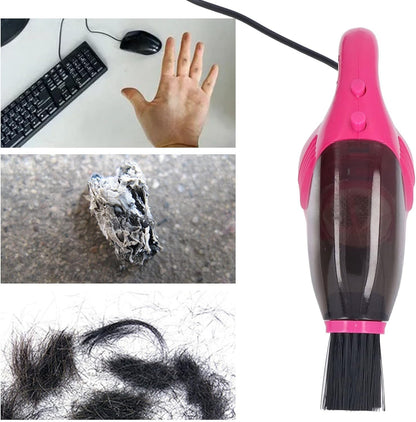 GLOGLOW Mini Vacuum Cleaner, USB Handheld Keyboard Vacuum with Powerful Suction for Desktop, Drawer, Car Interior (Pink)