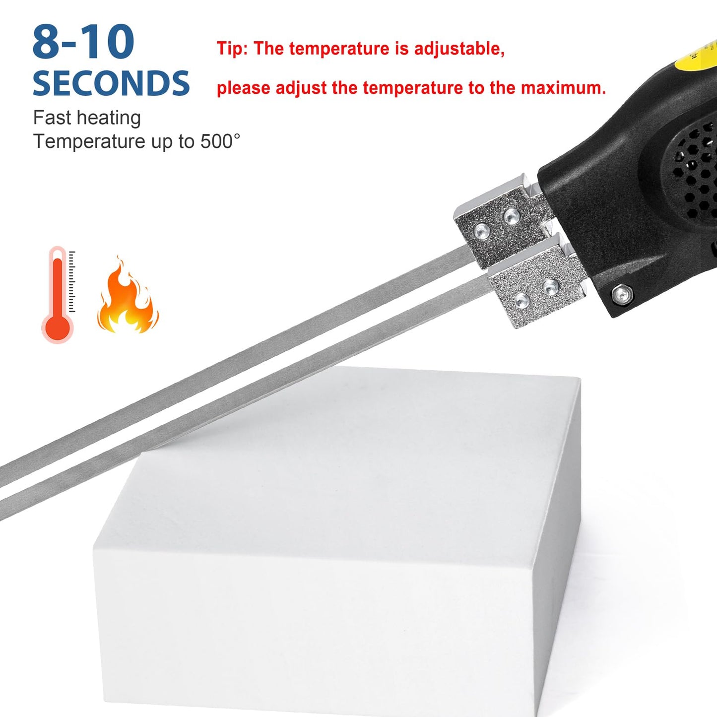 Toemics Toemics Electric Hot Knife Foam Cutter – 200W Styrofoam Cutting Tool, 4 Adjustable 50-500°C Blades for Polystyrene, Sponge, Crafts, and Insulation (Blue)
