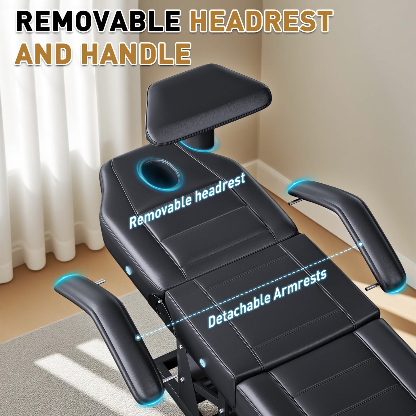 kaiwrxin Fully Electric Massage Table with Lift, 1500lbs Capacity - Professional Adjustable Facial Bed for Estheticians, Spa & Waxing, Heavy-Duty 550lbs Capacity 2r1 (Black - Fully)