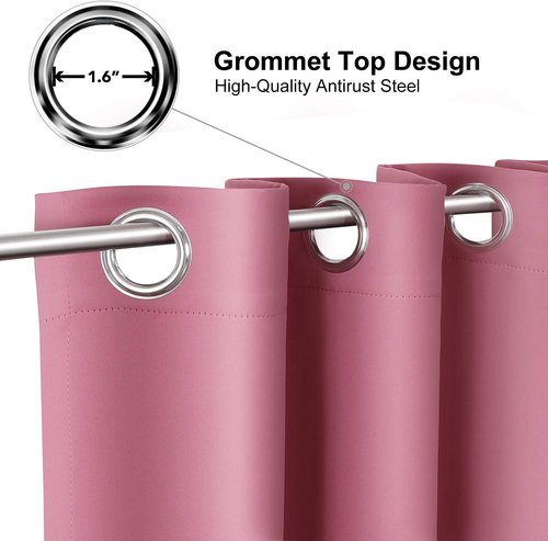 ChrisDowa Blackout Curtains - Room Darkening Thermal Insulated Panels Set (Pink, 38W x 45L)