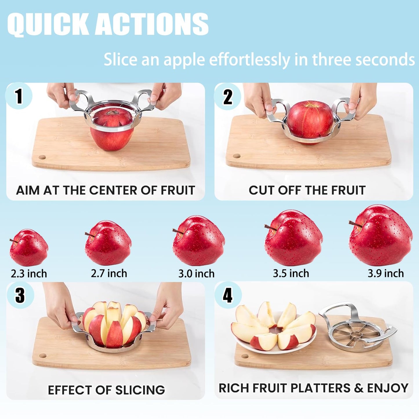Apple Slicer,12 Blade Extra Large Apple Corer, Heavy Duty Stainless Steel Apple Cutter and Divider，Easy to Use, Time-Saving,Kitchen Tool (12 Blades)