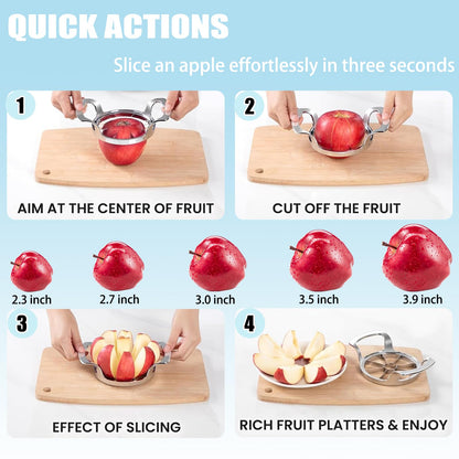 Apple Slicer,12 Blade Extra Large Apple Corer, Heavy Duty Stainless Steel Apple Cutter and Divider，Easy to Use, Time-Saving,Kitchen Tool (12 Blades)
