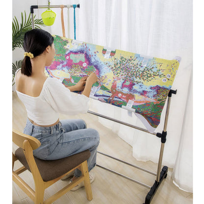 Adjustable Embroidery Stand, 360°Rotated Needlework Floor Frame, Standing Embroidery Lap Table, Cross Stitch Craft Stand for Art Craft Sewing Holder