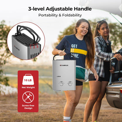 CAMPLUX 1.32 GPM Tankless Water Heater Portable, 5L Outdoor Propane Water Heater for Camping Trip with Overheating Protection, AY132G, Gray