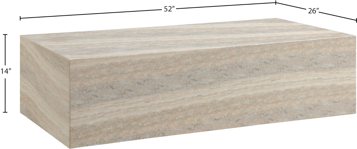 Meridian Furniture Piazza Travertine Finish Concrete Indoor/Outdoor Coffee Table