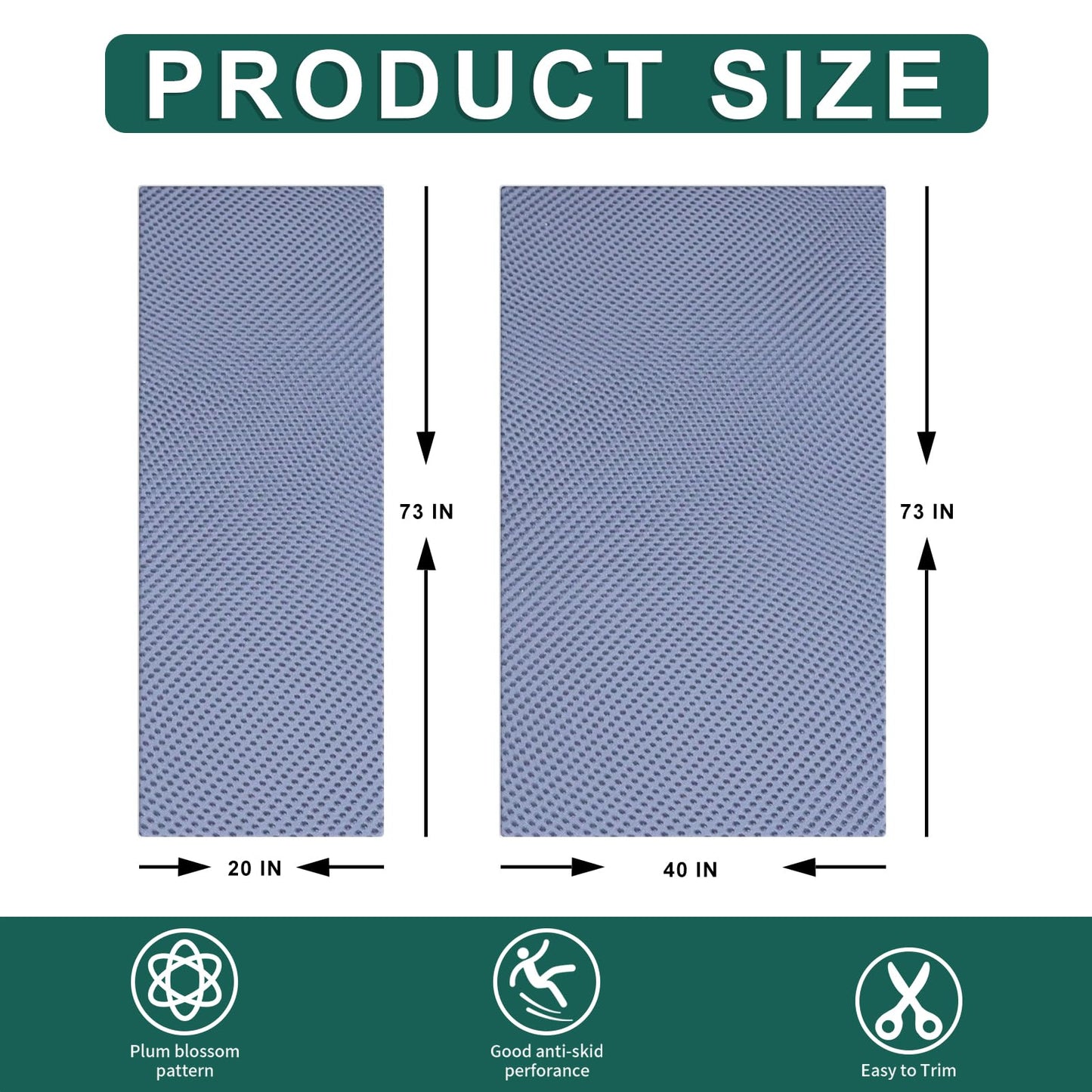 73x40 Inches Double-Sided Anti-Slip Carpet, Premium Vinyl Anti-Skid Fabric, Rug Backing & Rug Making Supplies, Non-Slip Rug Grips for Area Rugs to Keep Them in Place (Grey)