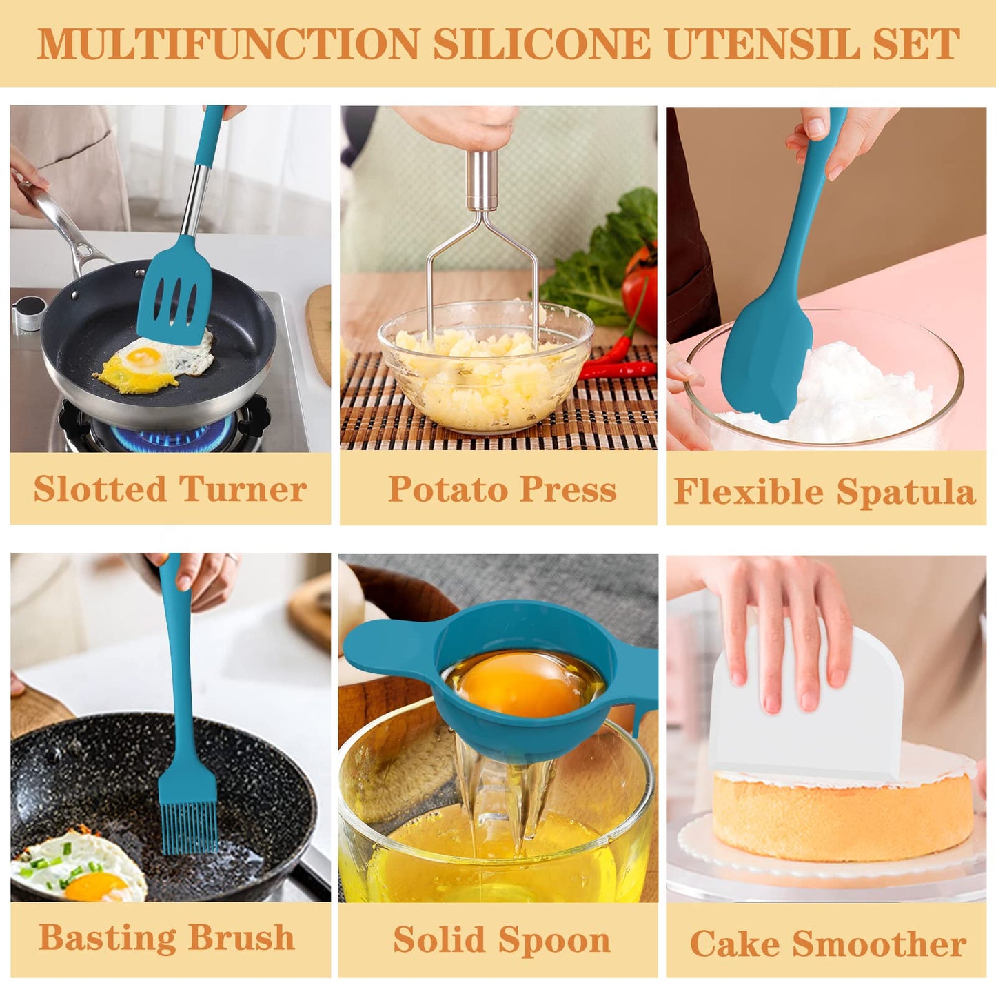Silicone Kitchen Utensils Set, Umite Chef 43 pcs Cooking Utensils for Nonstick Cookware, Kitchen Tools-Silicone Utensil for Cooking Kitchen Set for Home Kitchen Accessories Set