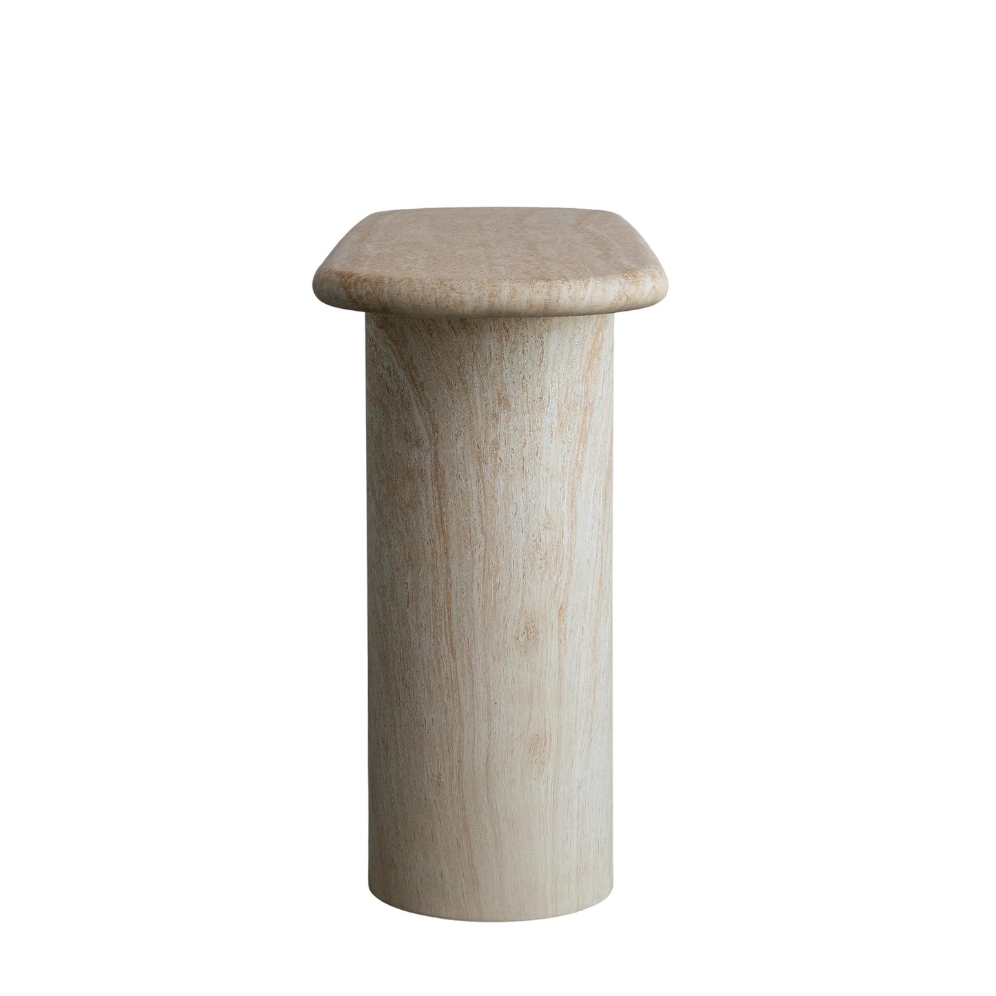 Creative Co-Op Lightweight Eco Stone Rectangle Indoor/Outdoor Table with Travertine Finish, Buff Color