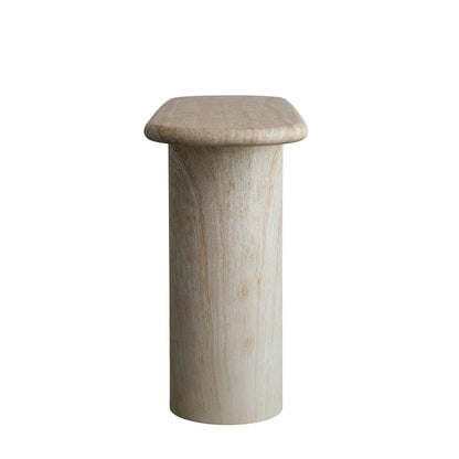 Creative Co-Op Lightweight Eco Stone Rectangle Indoor/Outdoor Table with Travertine Finish, Buff Color