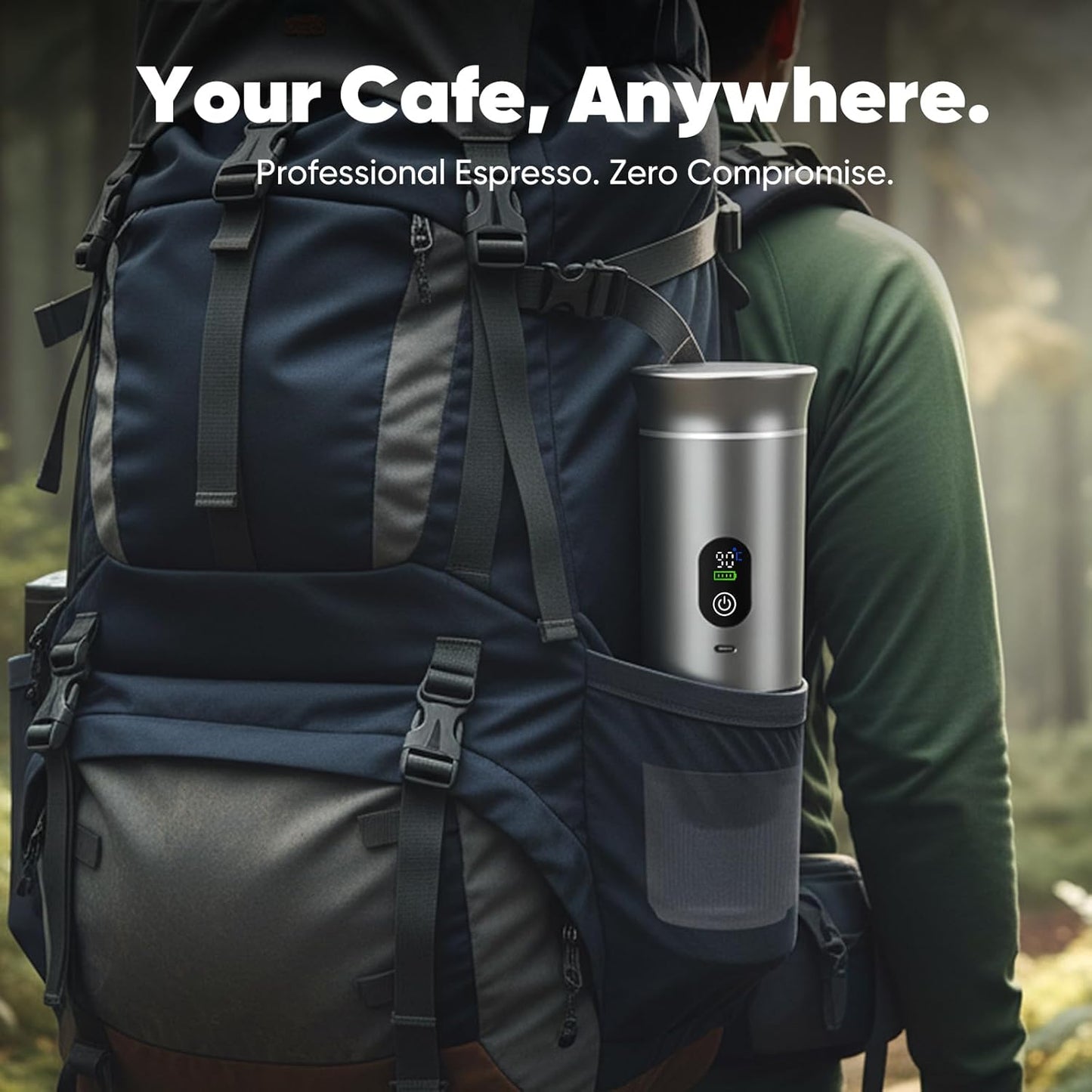 chufa 3-in-1 20-Bar 80 ml Portable Espresso Coffee Maker, Self-Heating & Rechargeable with Smart Display Works
