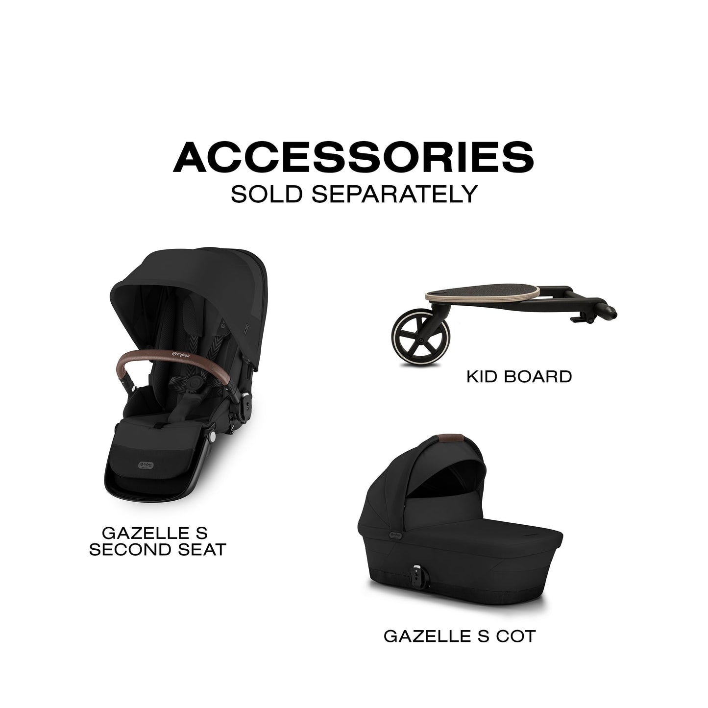 Cybex Gazelle S All-in-One Toddler and Baby Stroller with Over 20 Modular Configurations, Ergonomic Near-Flat Recline, Shopper Basket, and Compact Fold, Moon Black, Silver Frame