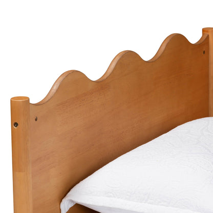 Baxton Studio Malaya Modern Oak Brown Wood Full Daybed with Scalloped Edges