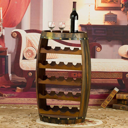 Wine Glass Rack Restaurant S Wooden Barrel Style 23 Bottle Holder Oak Effect Free Standing
