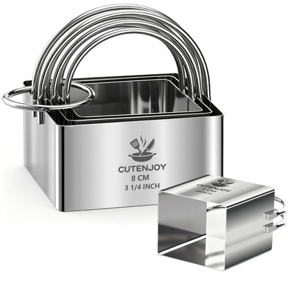4 Pieces Square Cookie Cutters - 2inch, 2.25inch, 2.75inch, 3.15inch Stainless Steel Biscuit Cutter with Handle and Big Ring, Professional Baking Dough Cutter Tools for Cakes, Sandwiches