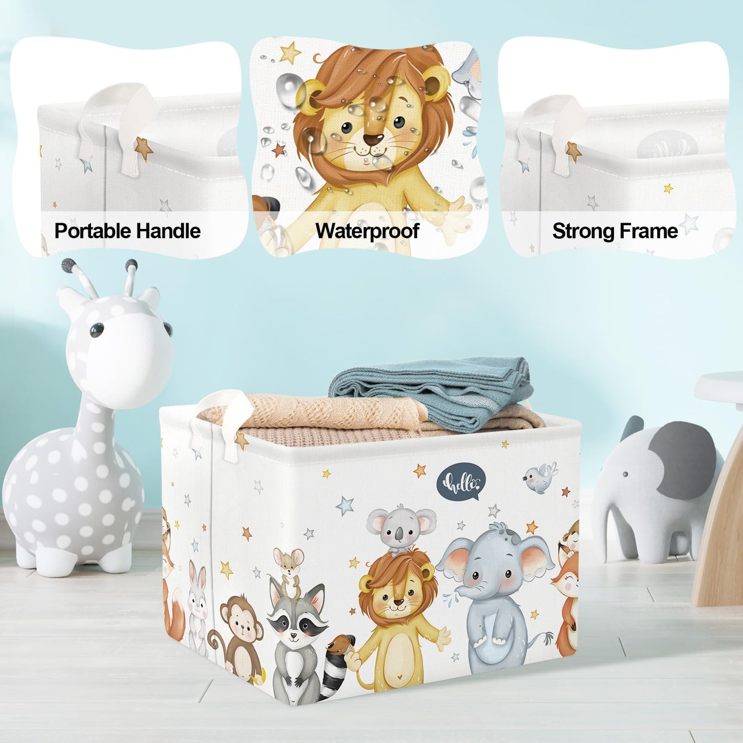 Clastyle Cute Animals Baby Laundry Hamper Kid Storage Basket Boy Girl Gift Toy Box Collapsible Large Clothes Organizer Nursery Bin for Bedroom, Star, 40 * 30 * 30 cm