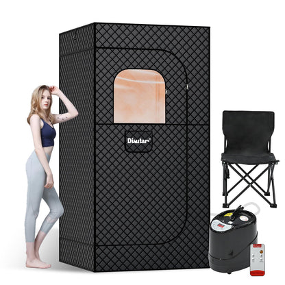 Dikutar Sauna Box -Portable Sauna for Home with Upgraded 3L 1500W Steamer,Folding Chair and Non-Slip Mat for Relaxation Spa,5-Layer Waterproof & Insulated Steam Saunas Tent,3 * 3 * 6ft,Larger (Black).