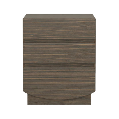 Manhattan Comfort Ardea Modern Nightstand with 3 Smooth-Glide Drawers, Compact Contemporary Bedside Table with Handle-Less Fronts, Rounded Edges, Walnut