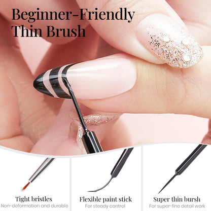 Beetles Nail Stamp, 4Pcs French Tip Tool Easy Manicure Nail Stamper Single Head Soft Silicone Long & Short French Tip Stamp Tool with 2Pcs Nail Scraper Decorations Gift for Women