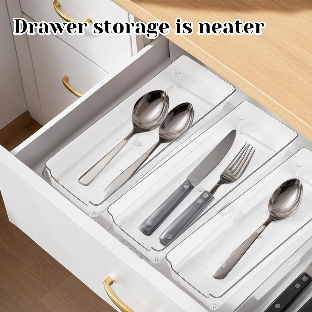 Rainmae Cutlery Storage Organizer, Plastic Utensil Caddy for Kitchen Countertop Organization