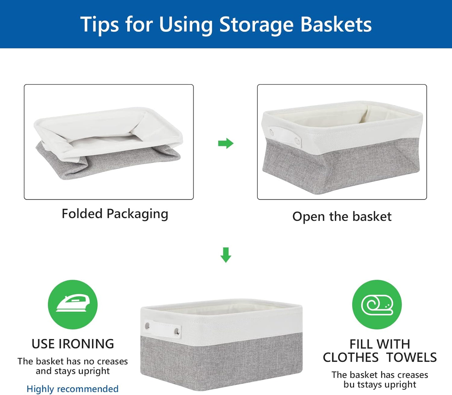 Bidtakay Small Storage Baskets [4-Pack] Fabric Bins for Baby Organizer Shelf Nursery Storage Collapsible Bins