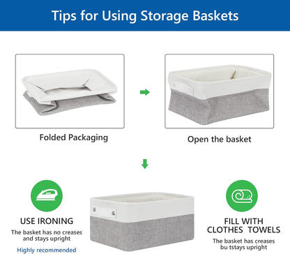 Bidtakay Small Storage Baskets [4-Pack] Fabric Bins for Baby Organizer Shelf Nursery Storage Collapsible Bins