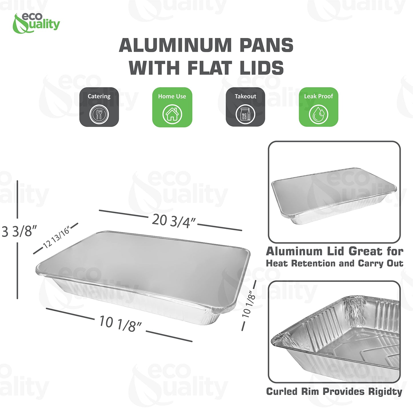 Heavy Duty Full Size Deep Aluminum Pans with Lids Foil Roasting & Steam Table Pan 21x13 inch - Deep Chafing Trays for Catering Disposable Large Pans for Baking, Reheating, Grilling (100 PACK)