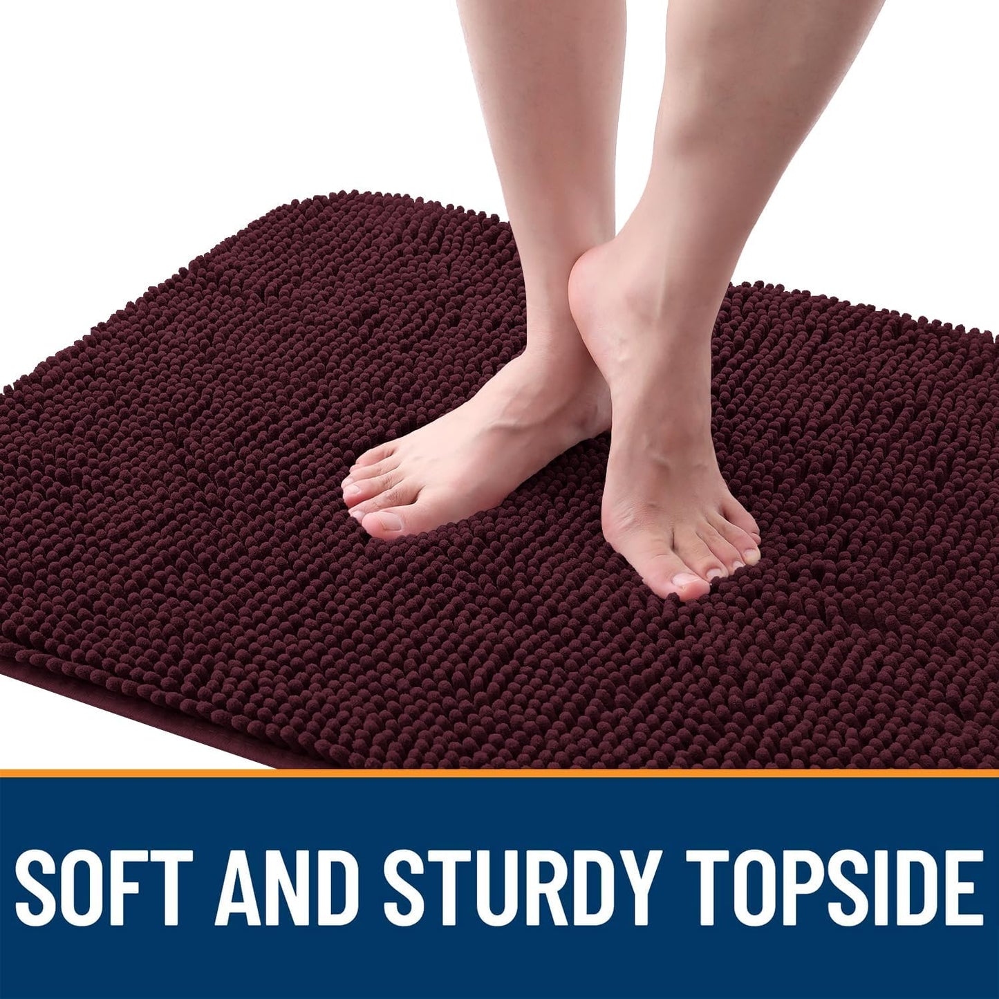 OLANLY Dog Door Mat - Absorbent Non-Slip Chenille Mat for Muddy Paws | 35x24 Inches, Quick Dry, Russet