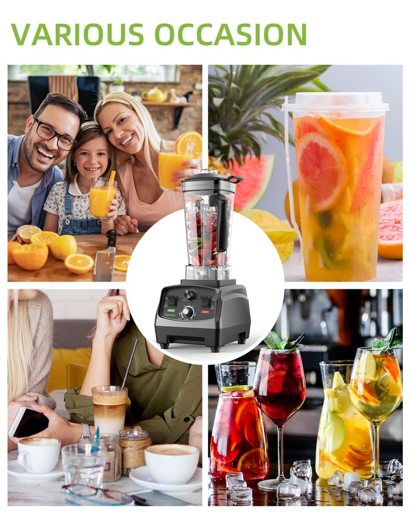BioloMix Professional Smoothie Blender - 2200 Watt Motor, 68 Oz Large Capacity, High Speed Blender for Shakes, Smoothies, Ice Crushing, Frozen Fruits (with Extra Parts)