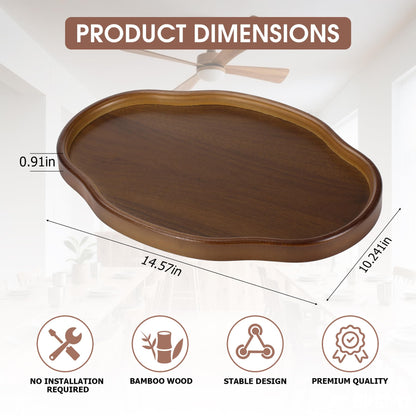 Wood Serving Tray, Wooden Tray, 14.57 Inch Irregular Decorative Serving Trays Platters for Home,Party,Coffee Table,Dining Table & Countertop