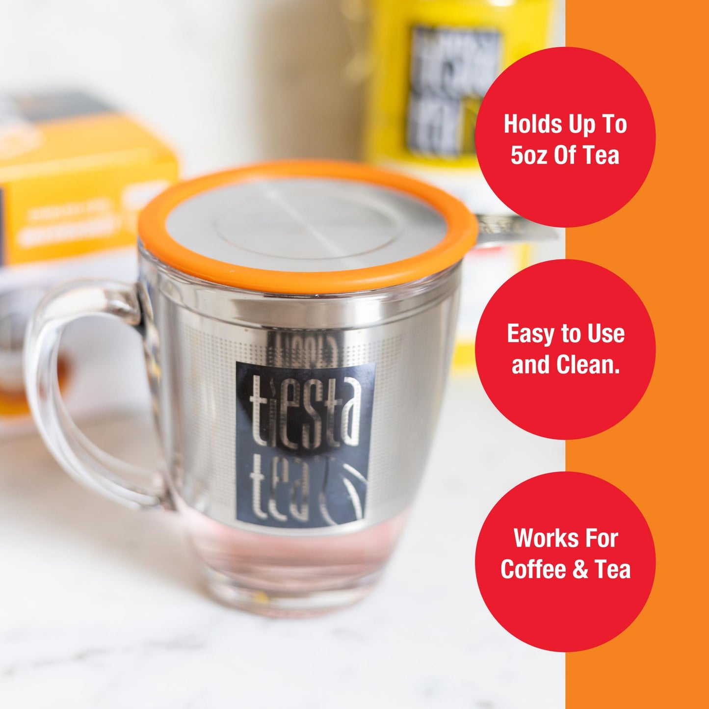 Tiesta Tea Brewbasket Stainless Steel Infuser Basket for Mother's Day Loose Leaf, Reusable Fine Mesh Strainer for Hot & Iced Drinks, Loose Leaf Steeper, Single Cup Tea Diffuser, Holds 5 Ounces