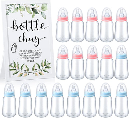 18 1 Roowest Bottle Chug Baby Shower Games Favors Including Pcs Bottles with Bottle Chug Wooden Sign for Gender Reveal