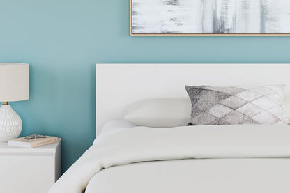 Signature Design by Ashley Onita Contemporary Queen Panel Headboard with Adjustable Height, Wood and Decorative Laminate, 39.53" High, Solid White Finish