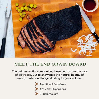 The Boardsmith Maple End Grain Cutting Board - Premium End Grain Butcher Block Wood Cutting Board for Kitchen - Food-Safe, Non-Slip, Sustainably Sourced Maple Wood (Medium)
