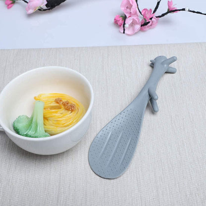 Plastic Squirrel Shaped Non-Stick Rice Paddle Spoon, Gray