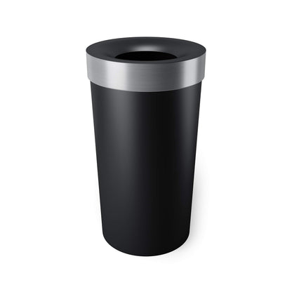 Umbra Vento Kitchen Trash Can – Large 16 Gal (62 L) Open Top Garbage Can for Home & Office – Modern Clean Design, Black/Nickel