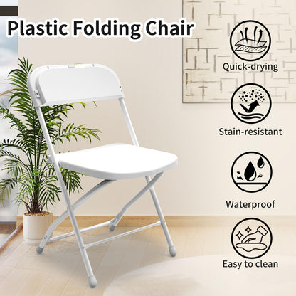 JMGJOY No Assembly Folding Chairs 20 Pack, Outdoor Portable Lightweight Wedding Chair, White Plastic Chairs for Banquet, Party, Picnic, Outdoor & Indoor Use