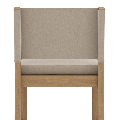 Nathan James Linus Modern Upholstered Counter Height Bar Stool with Back and Solid Rubberwood Legs in a Wire-Brushed Light Brown Finish, Natural Flax/Brown, Set of 4
