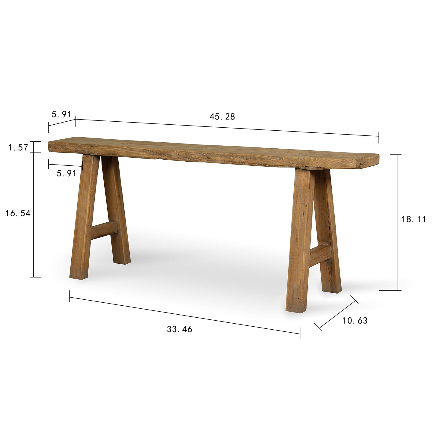 Artissance Rustic Natural Wood Noodle Bench, Long Wooden Entryway Bench, Weathered Farmhouse Indoor Outdoor Seating, End of Bed or Dining Room Bench Decor