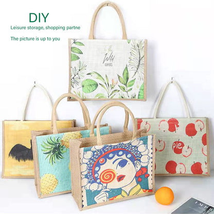 Jute Tote Bag Large16.5"x7"x13" [10pcs] With Button Handles Grocery Bags