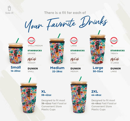 Sok It JavaSok Iced Coffee & Cold Soda Insulated Neoprene Cup Sleeve (After Dark, Medium: 22-28oz)