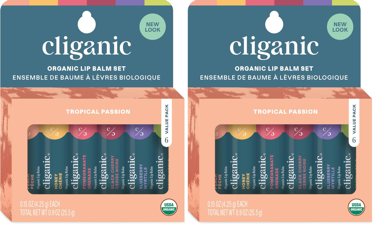 Cliganic Organic Lip Balm Set (6 Flavors) - 100% Natural Hydrating, Moisturizing for Dry Cracked Lips, for Men & Women