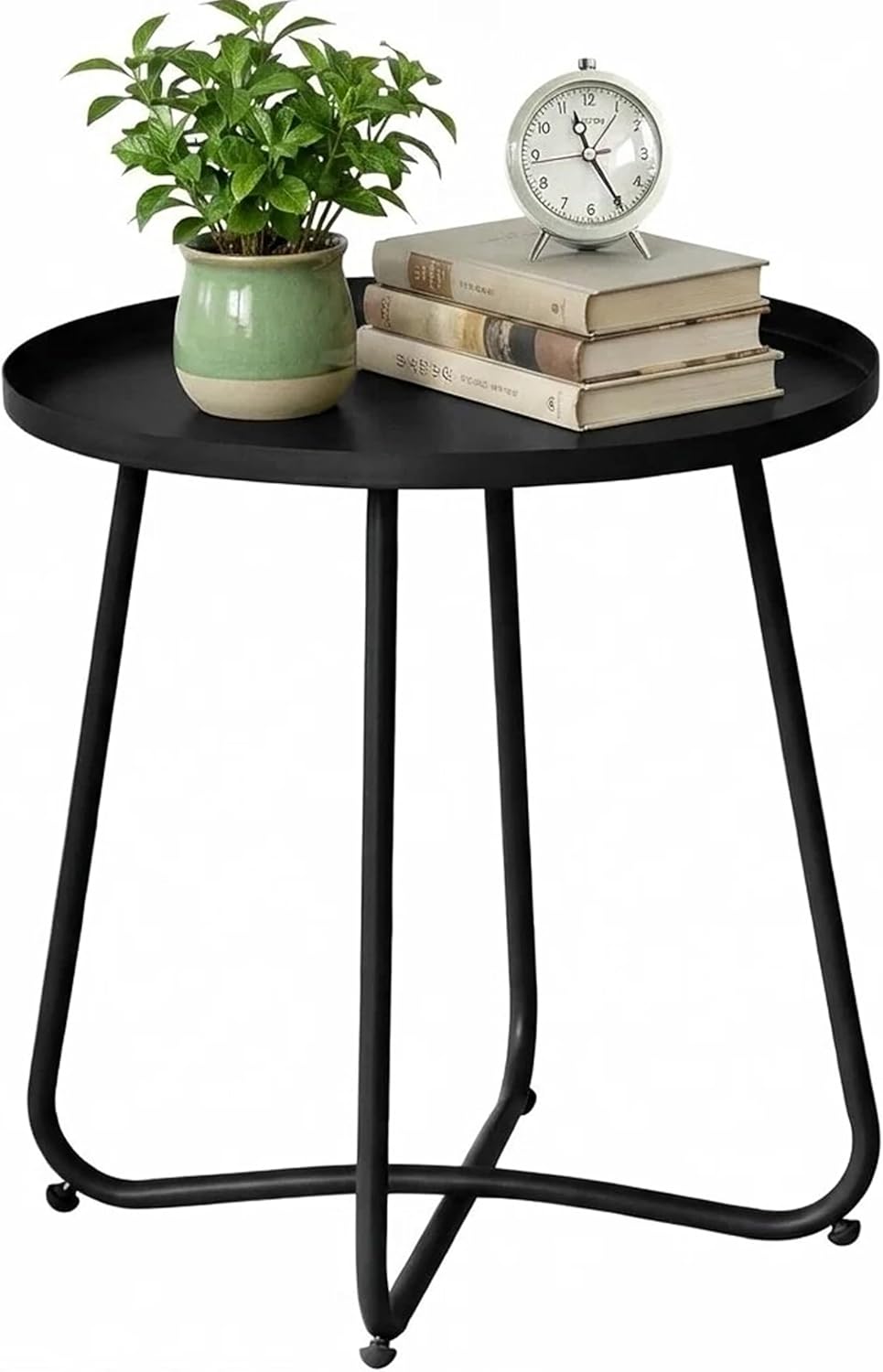 Outdoor Side Table, Small Patio Side Table with Weather Resistant Steel Material, Outdoor Round End Table for Patio
