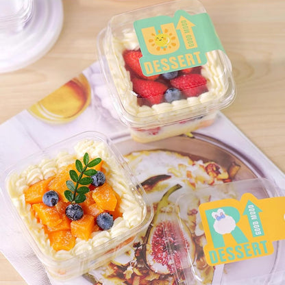 50 8OZ Qyyiguf Pcs Plastic Dessert Cups with Lids and Spoons,Square Parfait Cups,Disposable Ice Cream Containers