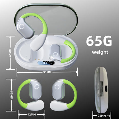 HJX OWS M82 Open Ear Earbuds Wireless Earphones Bluetooth 5.3 Headphone Sport, 55hrs Long Battery Life,Stereo Deep Bass Over Ear Bud with Earhooks, ENC Noise Cancelling Mic, Workout/Running(White)