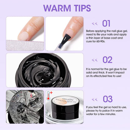 Gellen Gel Tips Nail Extension Kit, Gel Nail Kit with 240Pcs Almond Tips, 3 in 1 UV Glue for Nail Tips, Prep Dehydrator and Primer, U V LED Cure Lamp, Decorations for DIY Manicure Set