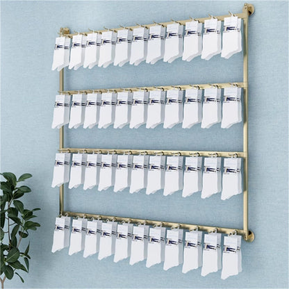 Sock Underwear Display Stand, Metals, Retail Showshelves, Lingerie Bra Rack Swimsuit Organizer Hanger, Commercial Clothing Store Shelf, 4 Tier, for Shorts, Hats(Gold,80 * 100cm)