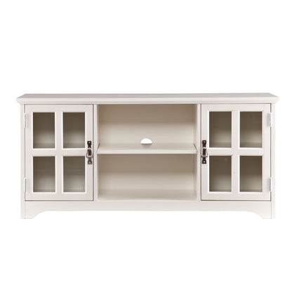 SEI Furniture - Remington TV Media Stand - White - Transitional Design, White Glass and Wood - Ideal for Living Room, Family Room (MS9908)