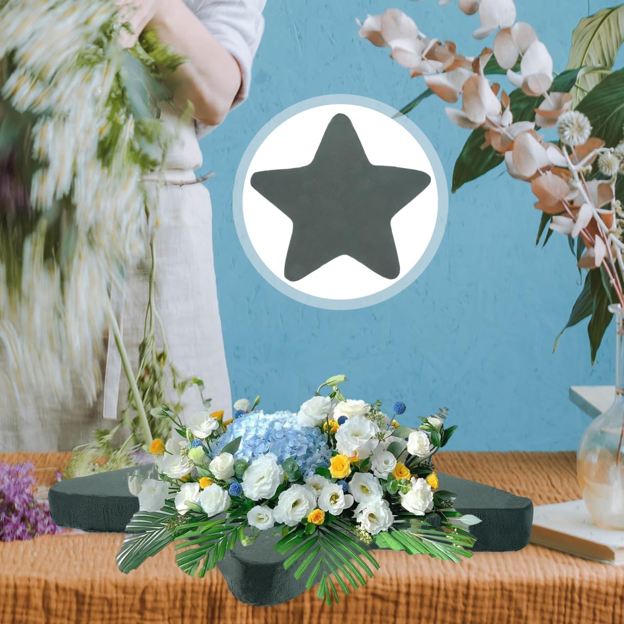 ARTIBETTER Star Flower Mud, Large Size; Flower Arrangement Block; Wet/Dry Floral Foam for DIY Bouquet, Centerpiece or Craft
