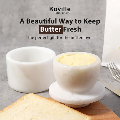 Counter Koville White Marble Butter Keeper Handmade French Butter Holder For Kitchen Decor, Stone Butter Dish Butter
