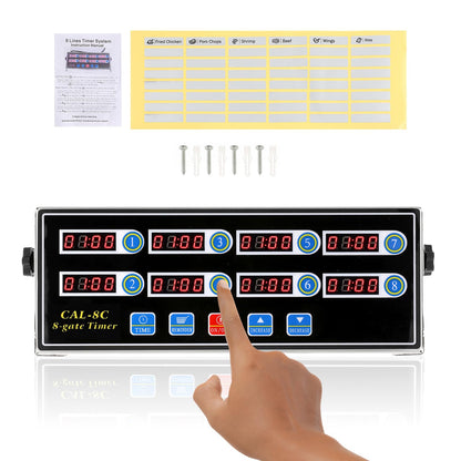 BEAMNOVA 8-Channel Digital Kitchen Timer, Commercial Timer for Restaurant, Food Timer for Cooking, Fryer Reminder, Adjustable Loud Alarm, Stainless Steel